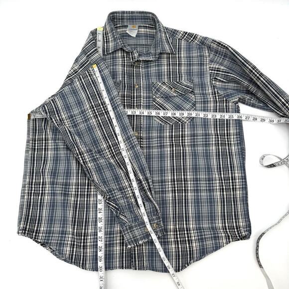 Vintage 90s Carhartt Heavy Cotton Button Up Shirt DESTROYED Men’s Size XL Grunge - Picture 5 of 9